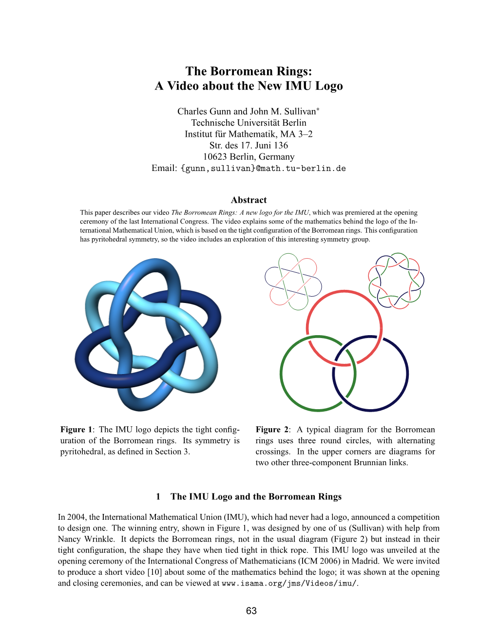 The Borromean Rings: a Video About the New IMU Logo