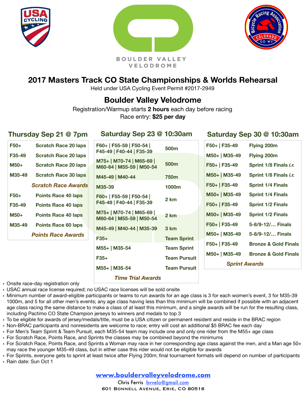 2017 Masters Track CO States (Sprint)