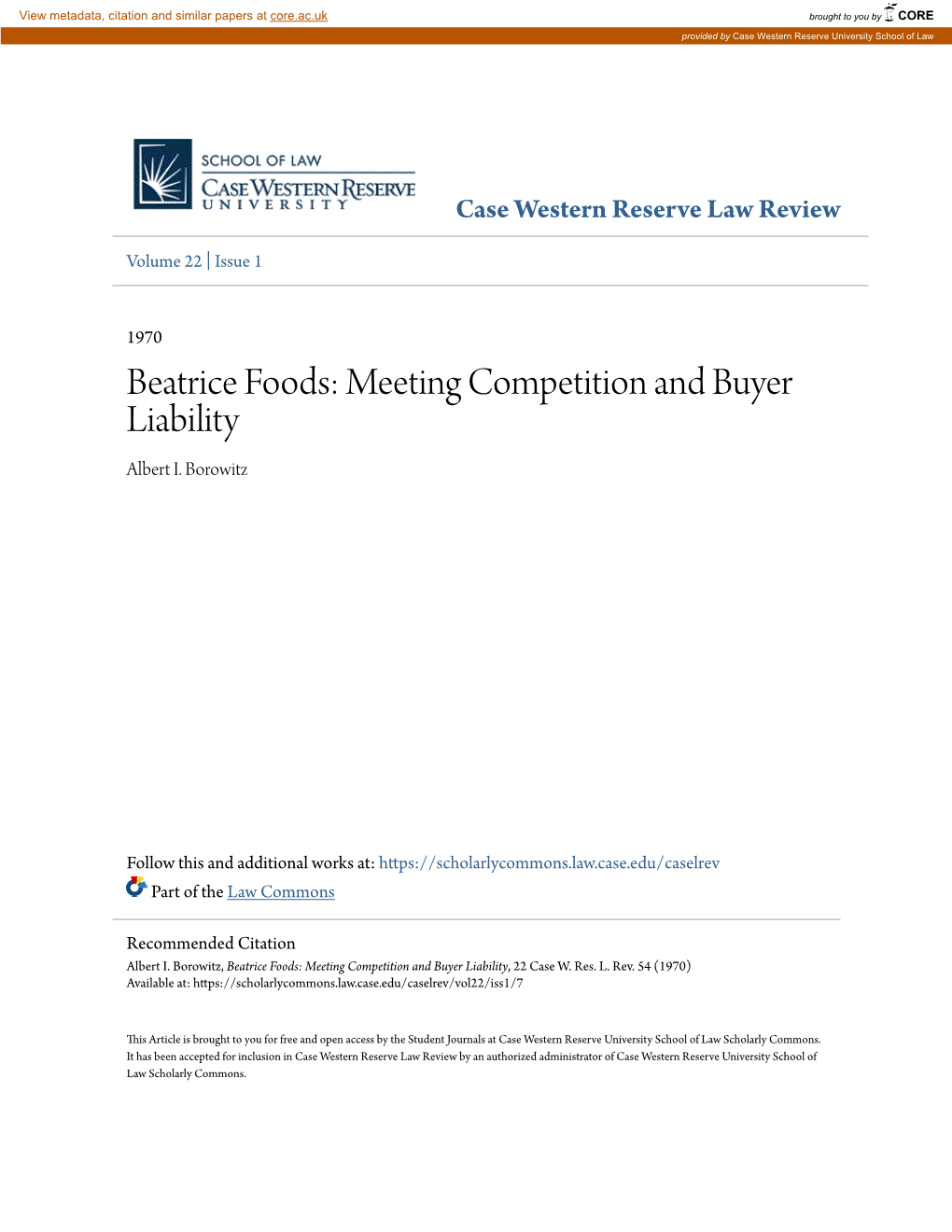 Meeting Competition and Buyer Liability Albert I