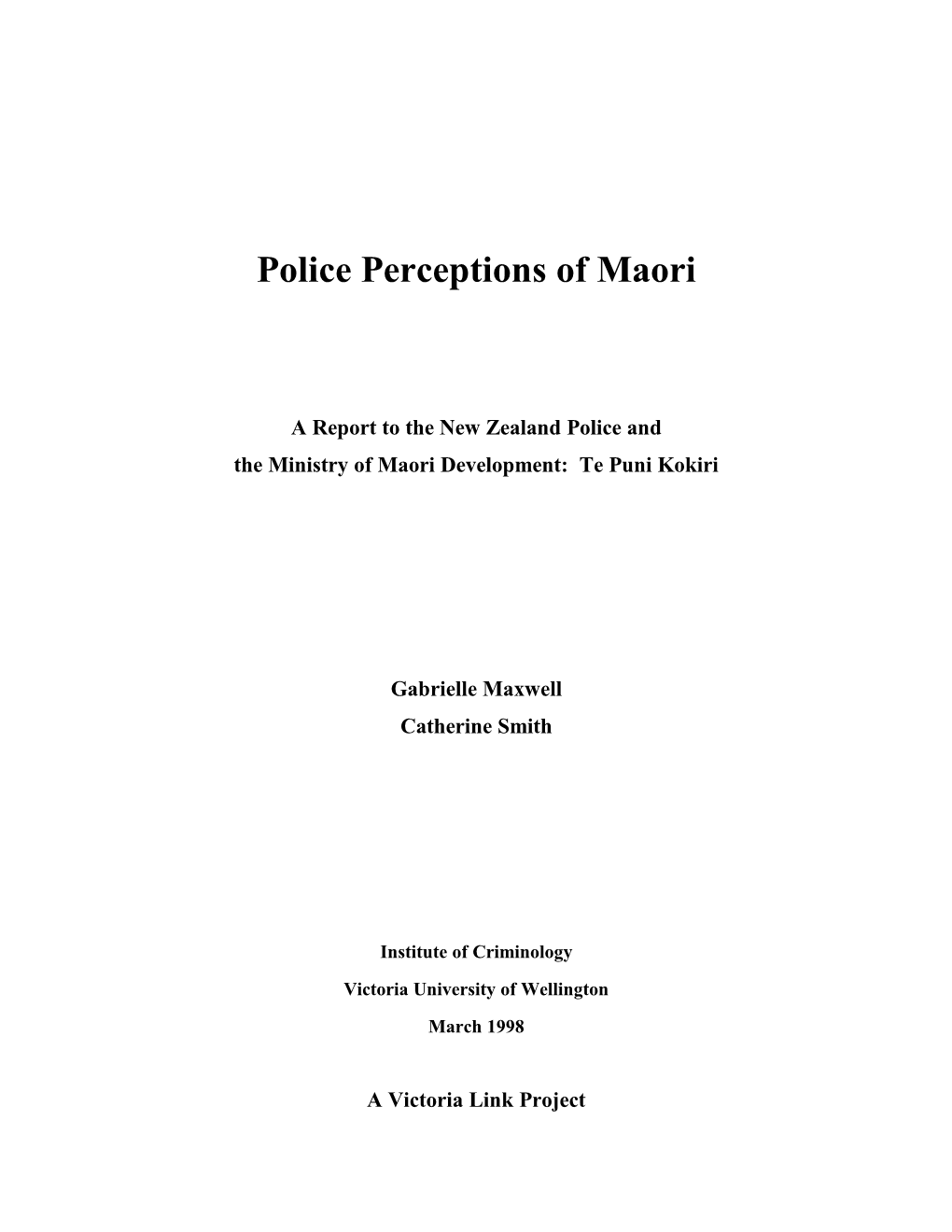 Police Perceptions of Maori