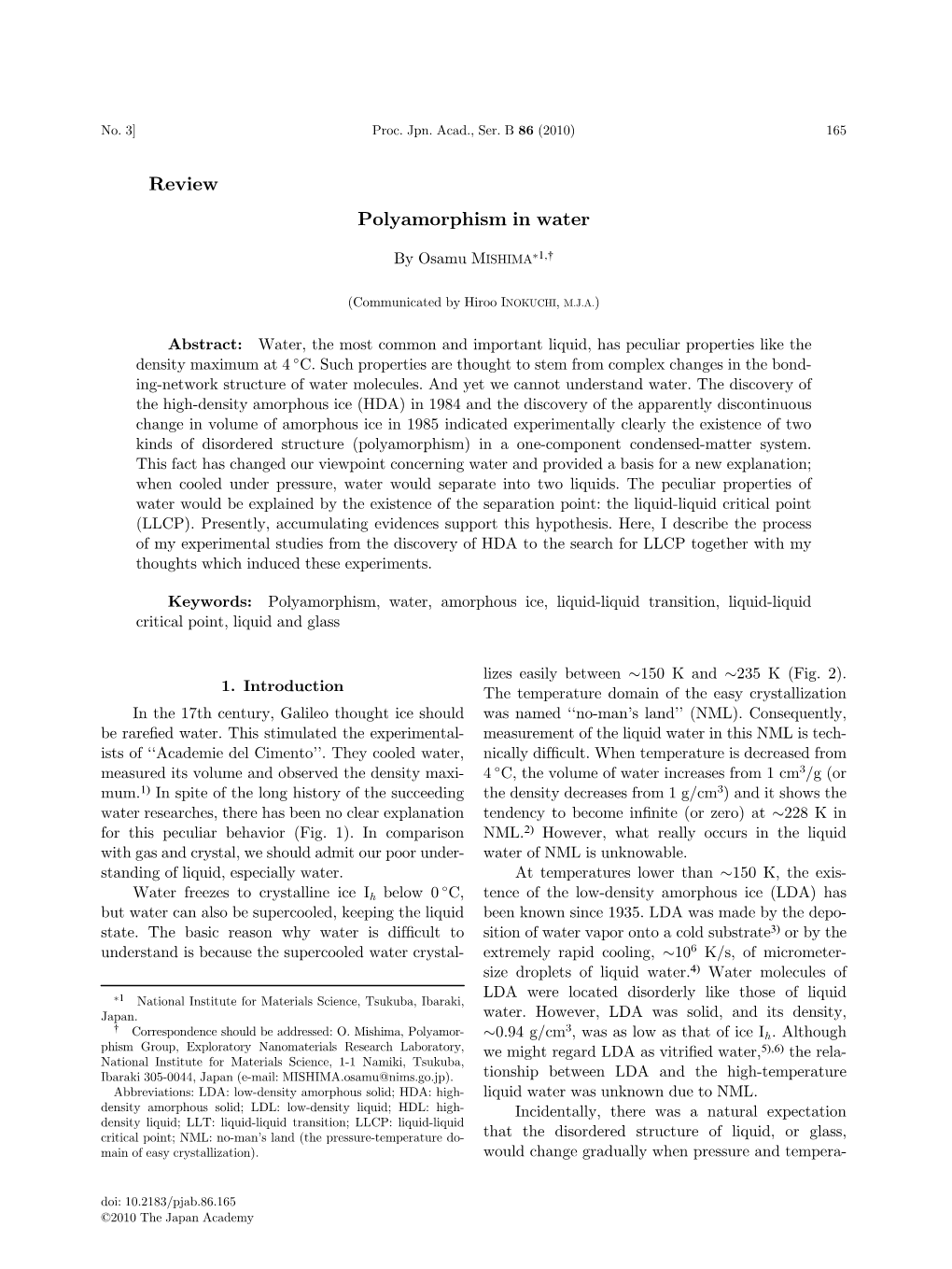 Review Polyamorphism in Water