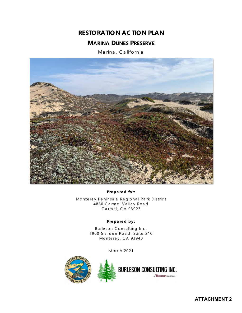 RESTORATION ACTION PLAN MARINA DUNES PRESERVE Marina, California