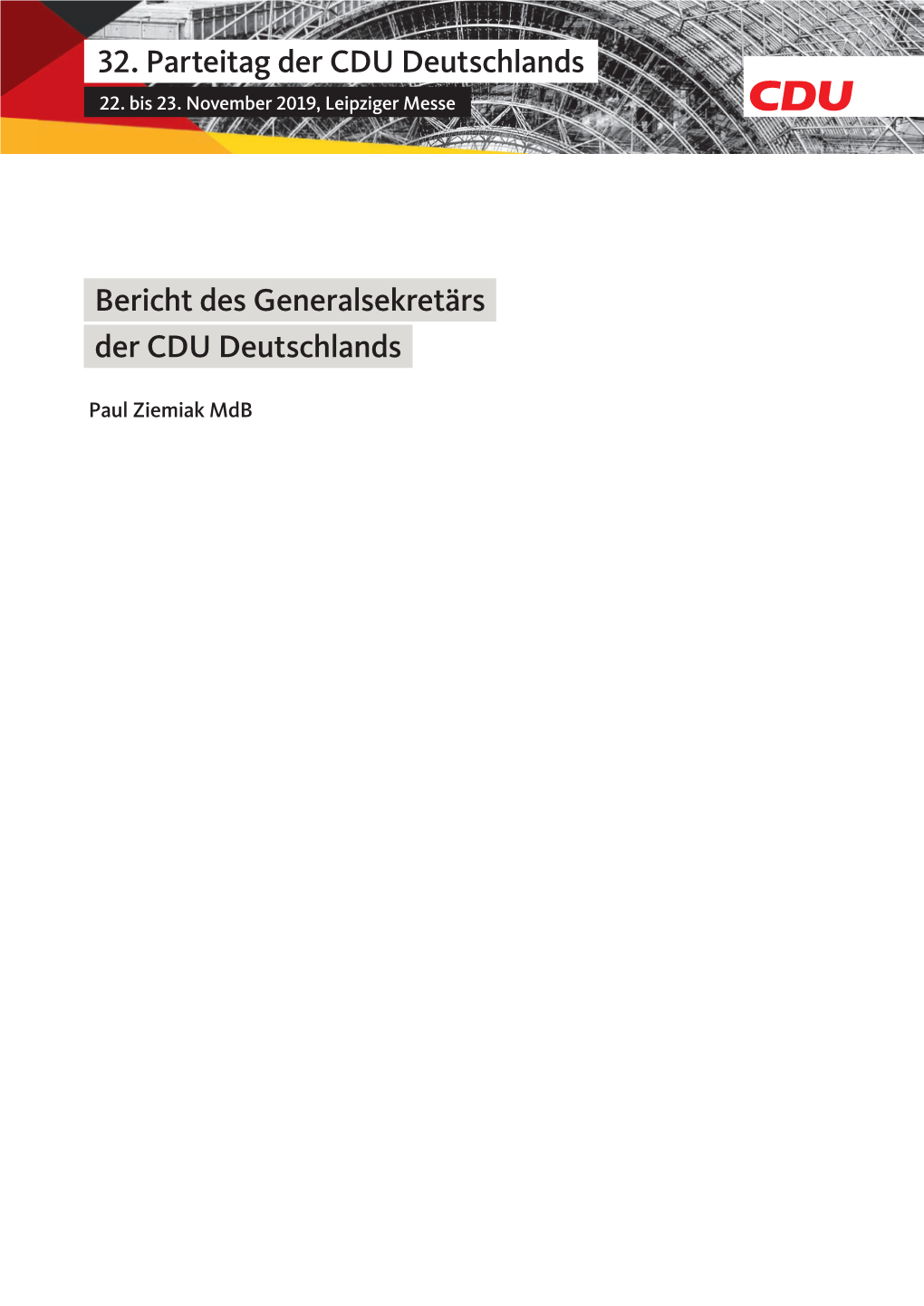 Deckblatt Berichte PV Und GS 32. Parteitag 2019.Indd