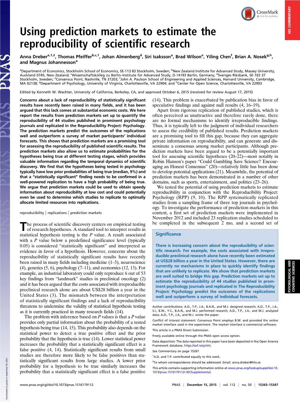 Using Prediction Markets to Estimate the Reproducibility of Scientific