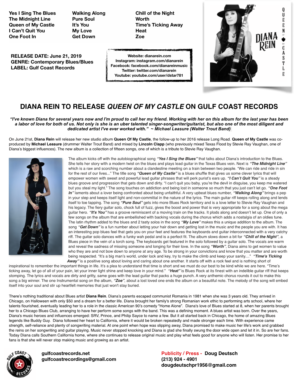 Diana Rein Queen of My Castle Cd 1-Sheet