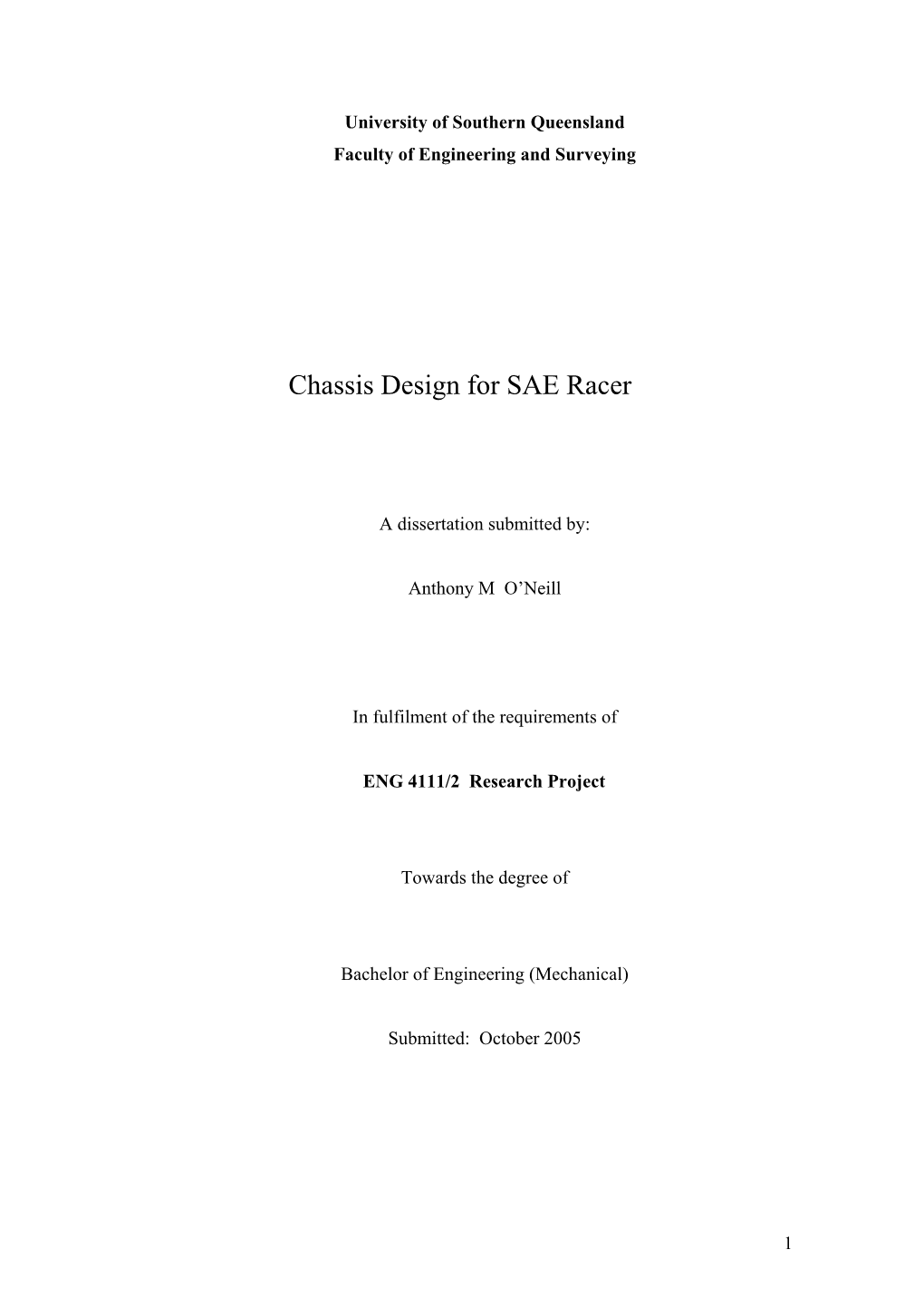 Chassis Design for SAE Racer