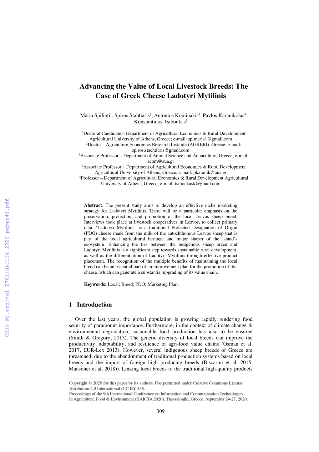 Advancing the Value of Local Livestock Breeds: the Case of Greek Cheese Ladotyri Mytilinis