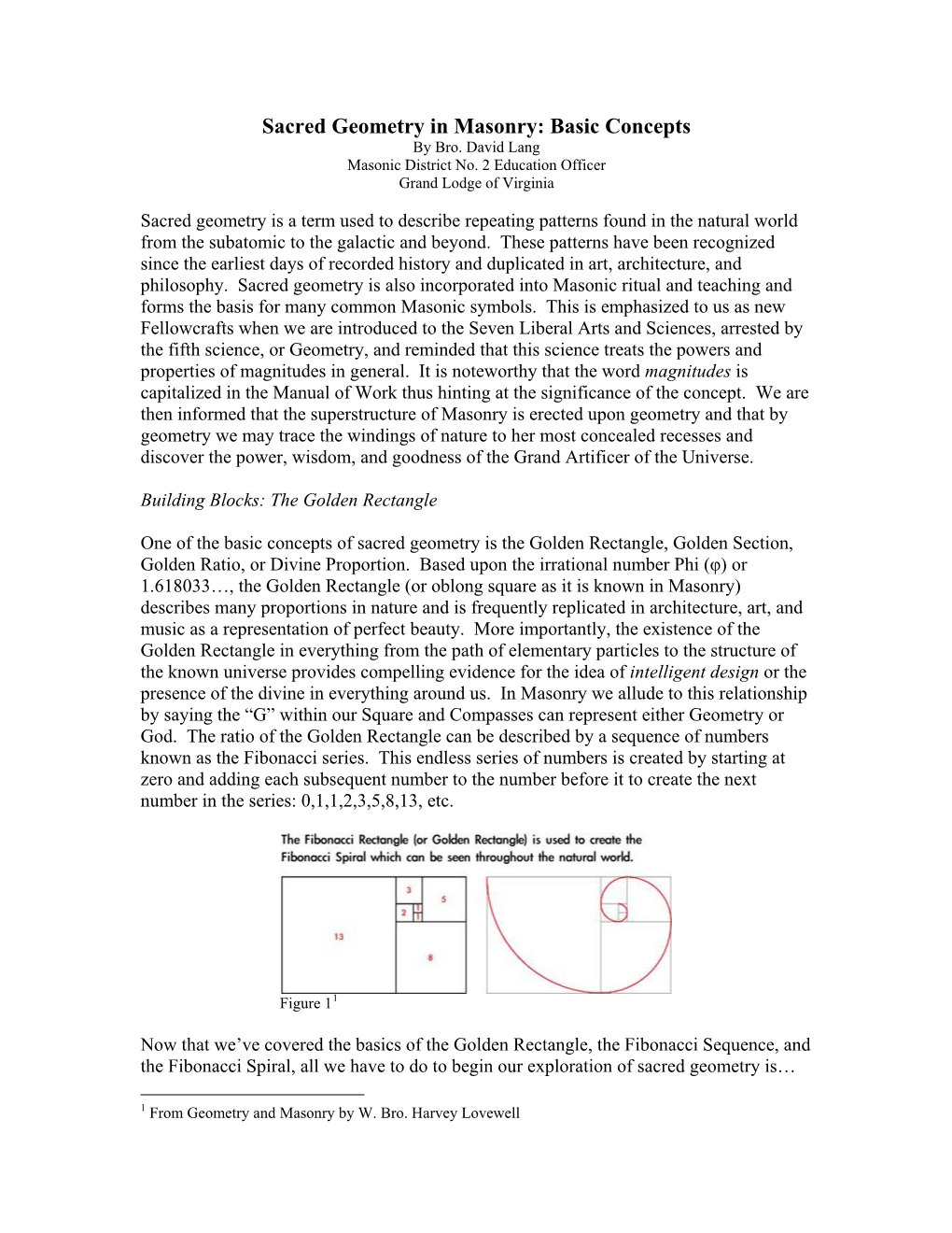 Sacred Geometry in Masonry: Basic Concepts by Bro