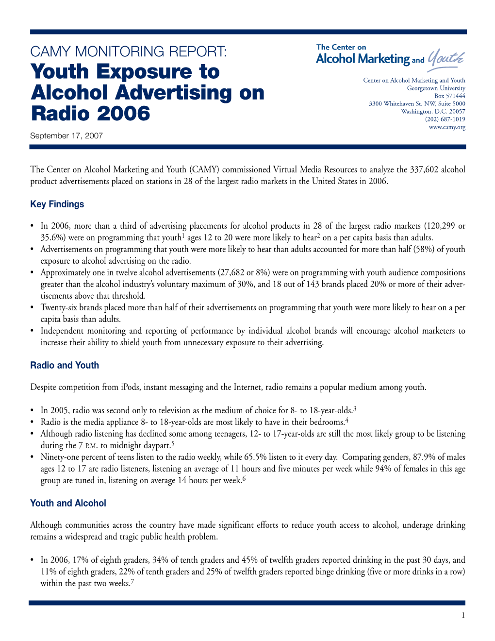 Youth Exposure to Alcohol Advertising on Radio 2006