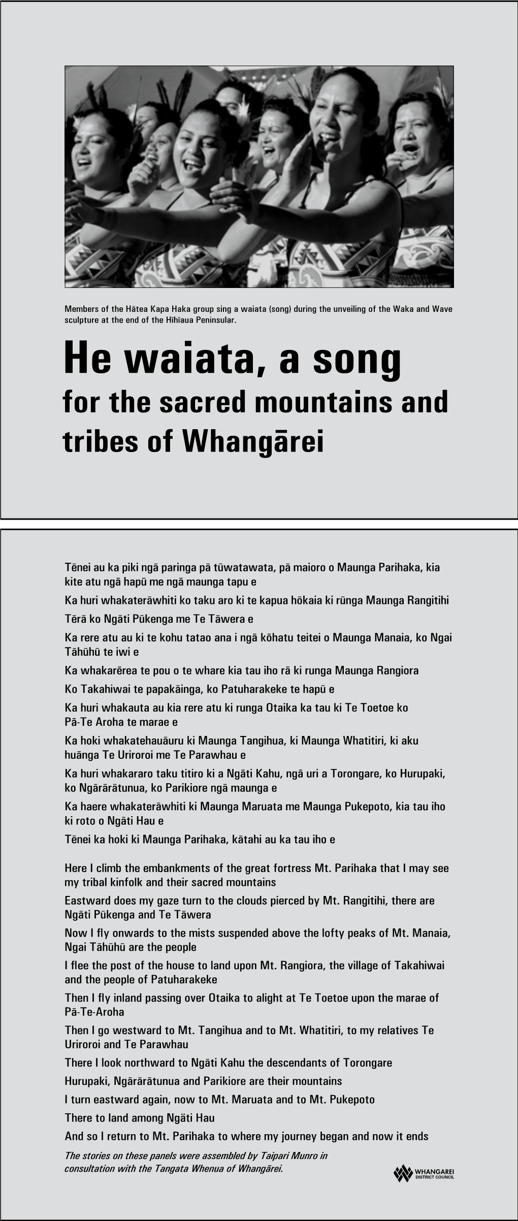 He Waiata, a Song for the Sacred Mountains and Tribes of Whangārei