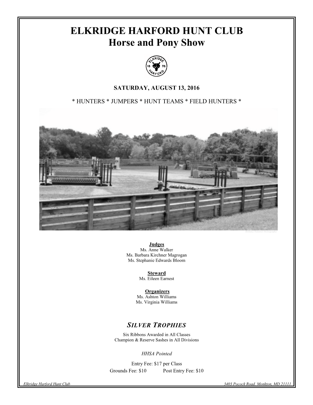 ELKRIDGE HARFORD HUNT CLUB Horse and Pony Show