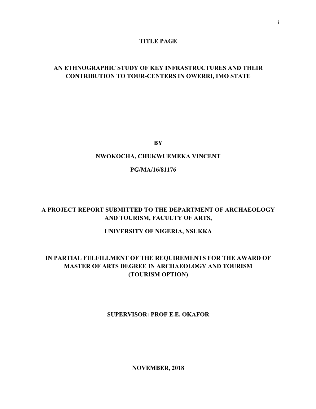 Title Page an Ethnographic Study of Key Infrastructures and Their