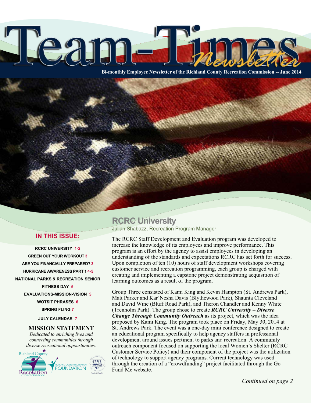 Team Times Newsletter--November/December