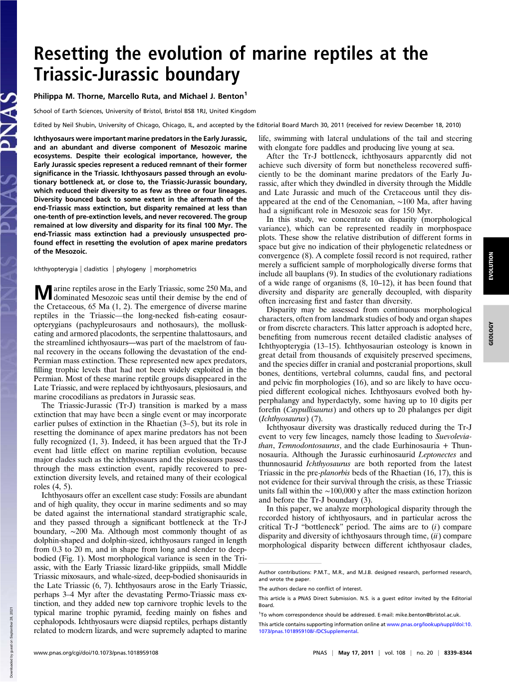 Resetting the Evolution of Marine Reptiles at the Triassic-Jurassic Boundary