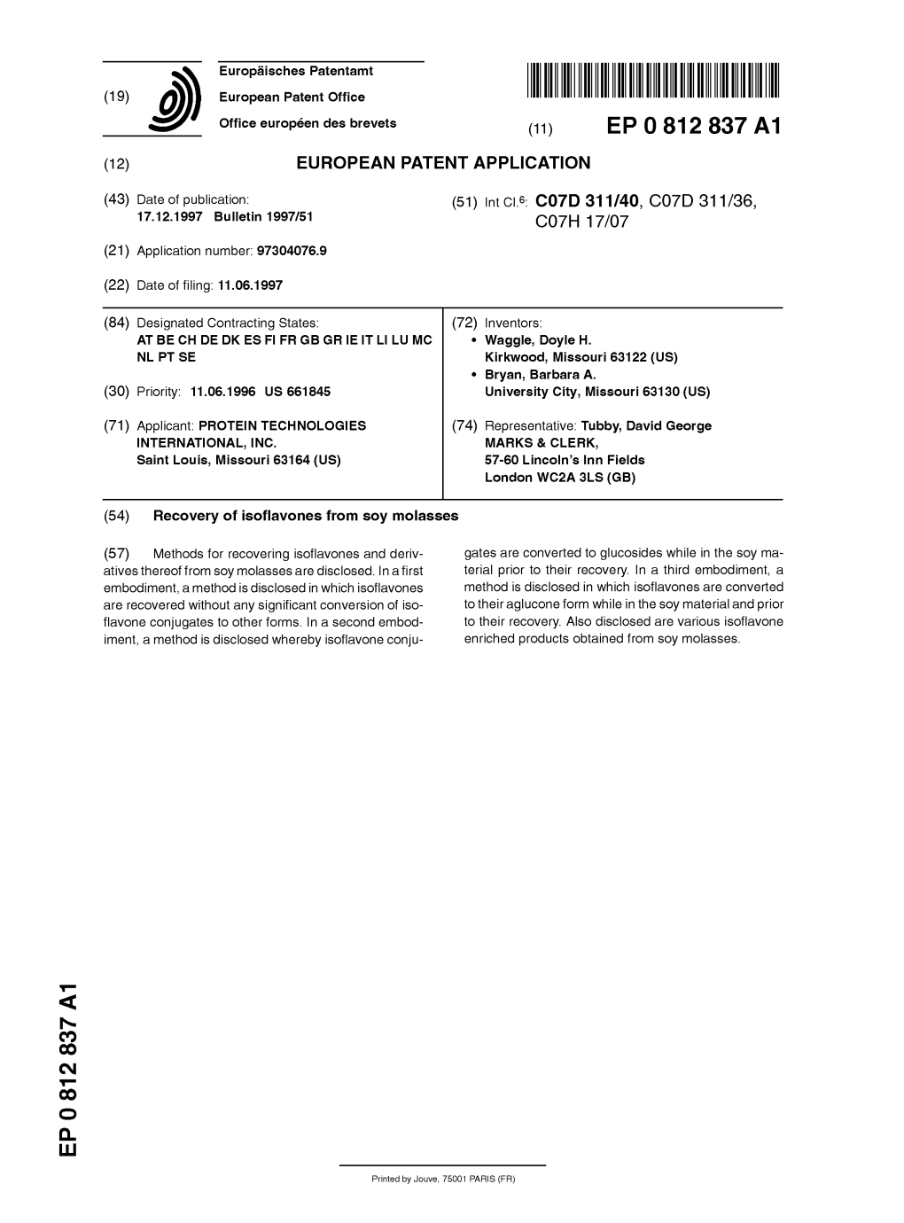 Recovery of Isoflavones from Soy Molasses