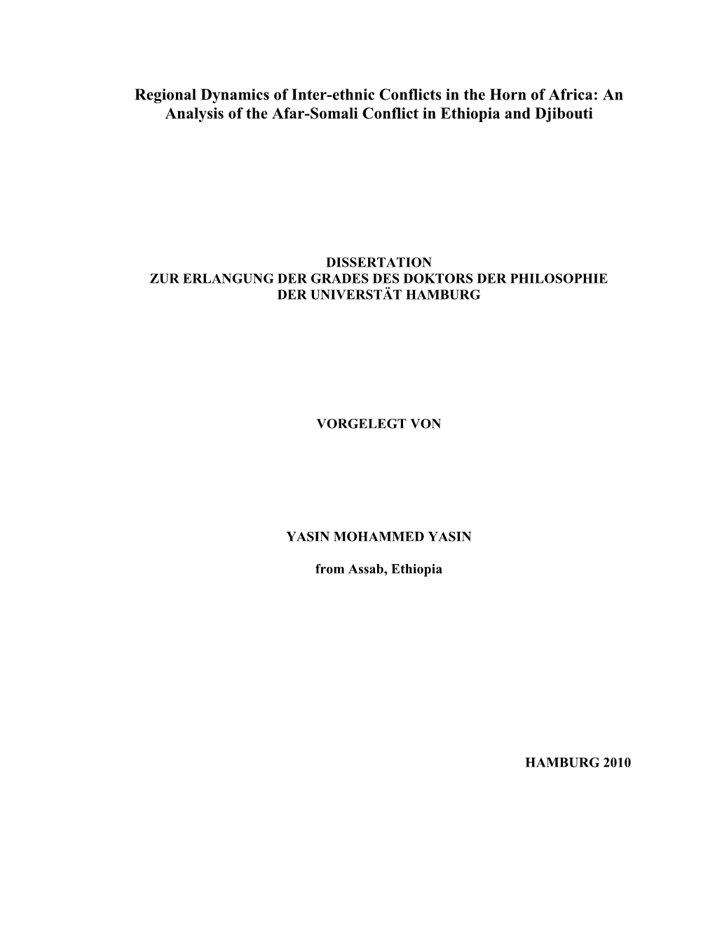 An Analysis of the Afar-Somali Conflict in Ethiopia and Djibouti