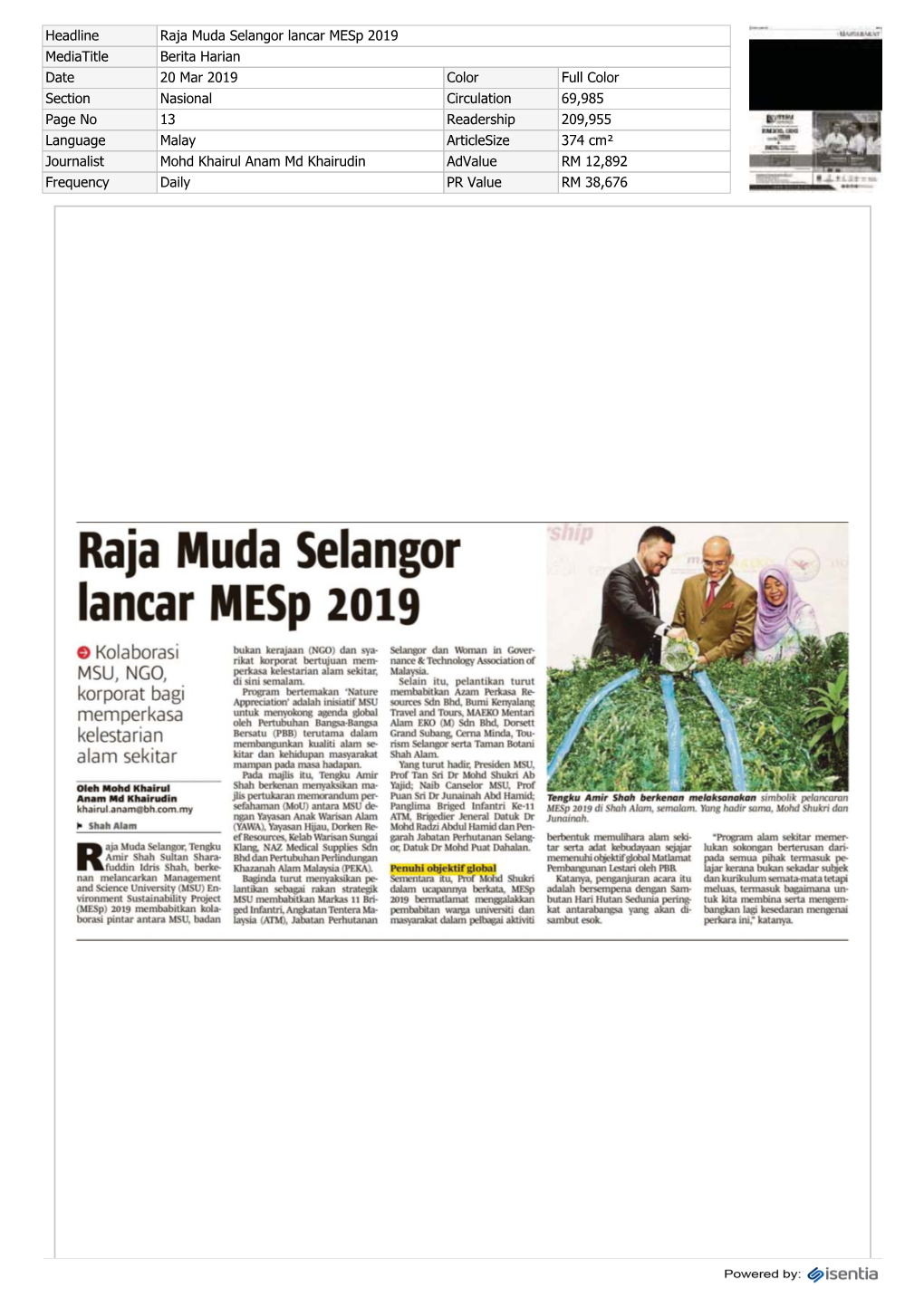 Raja Muda Selangor Lancar Mesp 2019