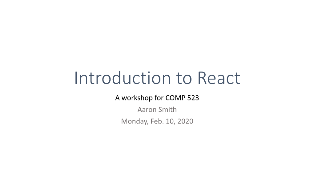 Introduction to React.Js