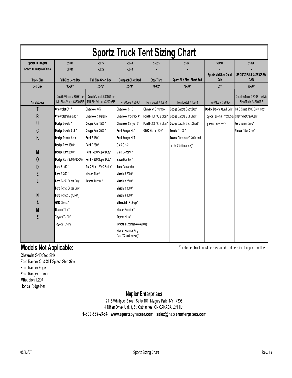 Sportz Sizing Chart Rev