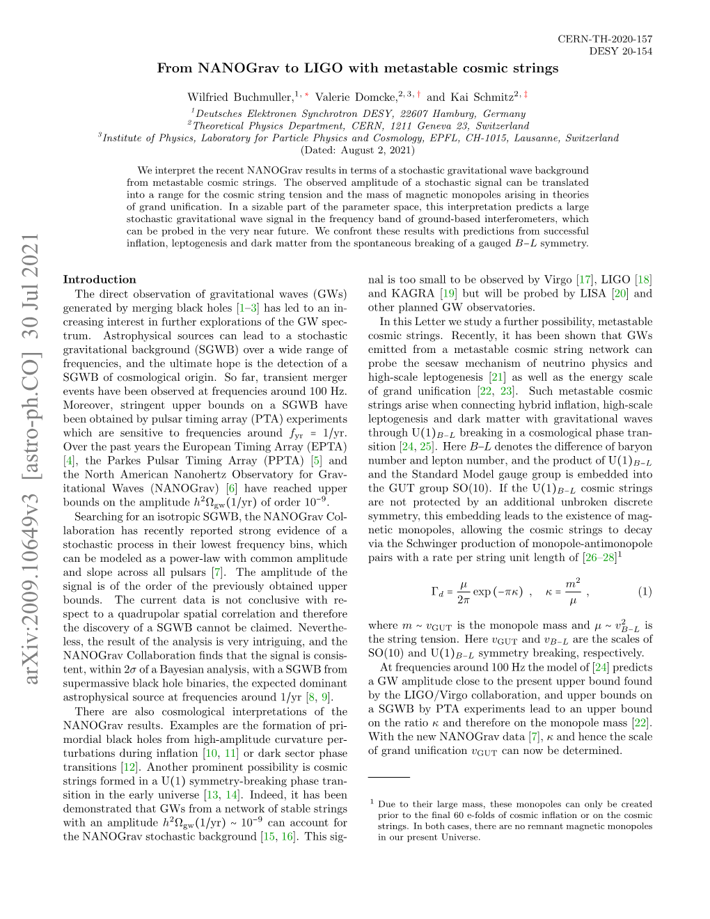 Arxiv:2009.10649V3 [Astro-Ph.CO] 30 Jul 2021