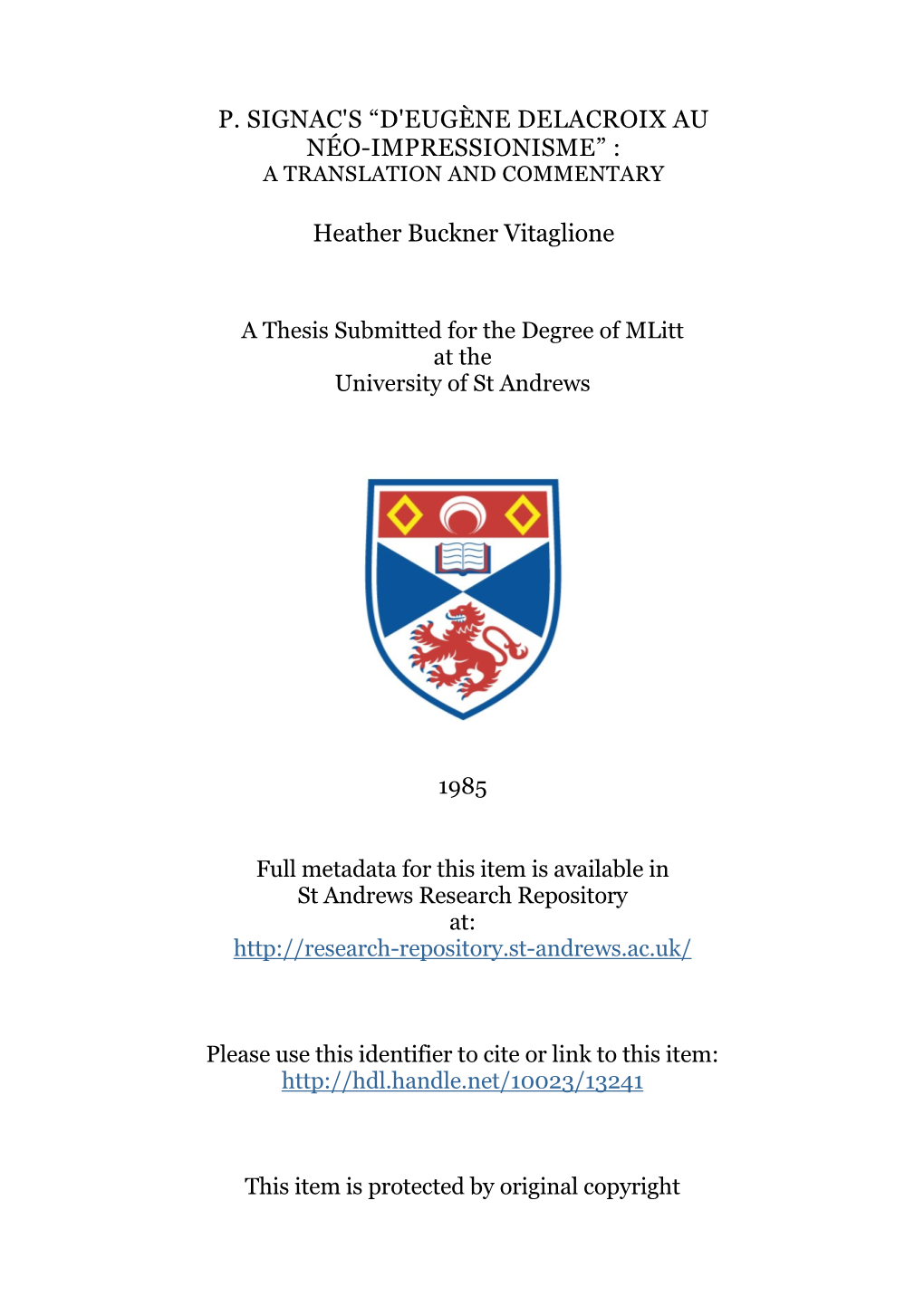 Heather Buckner Vitaglione Mlitt Thesis