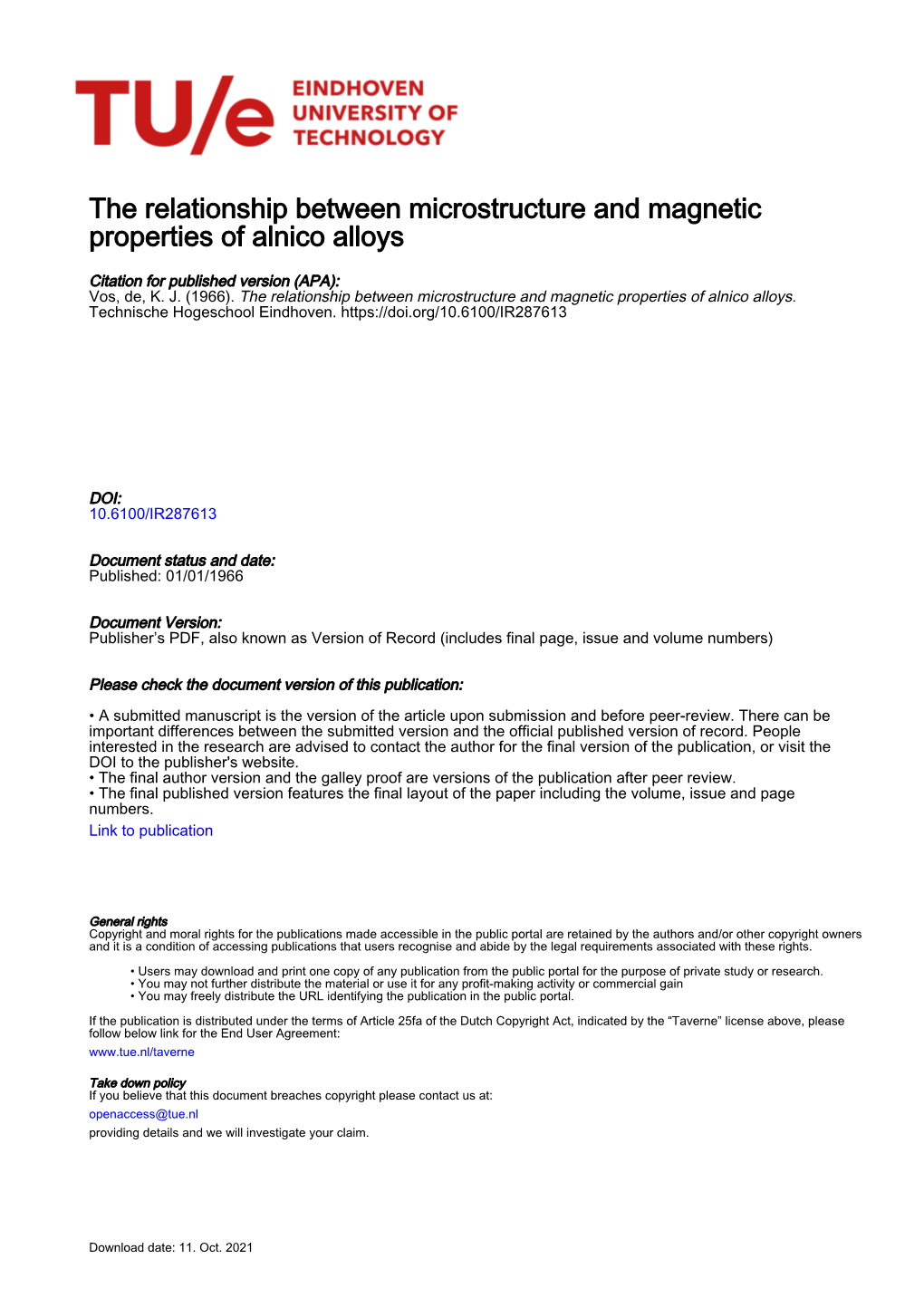 The Relationship Between Microstructure and Magnetic Properties of Alnico Alloys