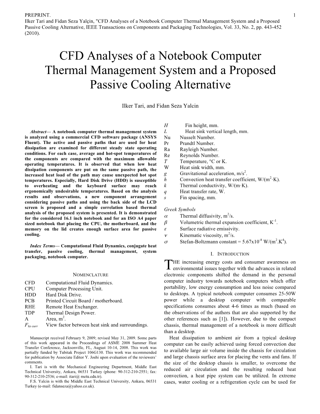 CFD Analyses of a Notebook Computer Thermal Management