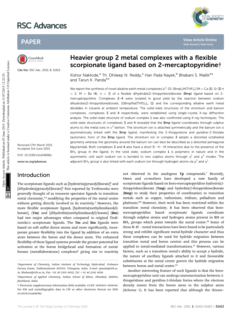 Heavier Group 2 Metal Complexes with a Flexible Scorpionate