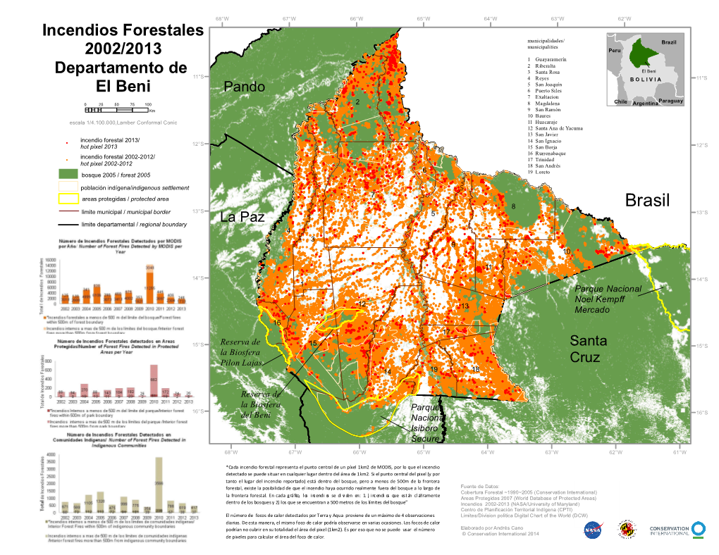 Incendios Forestales 2002/2013 Departamento De El Beni