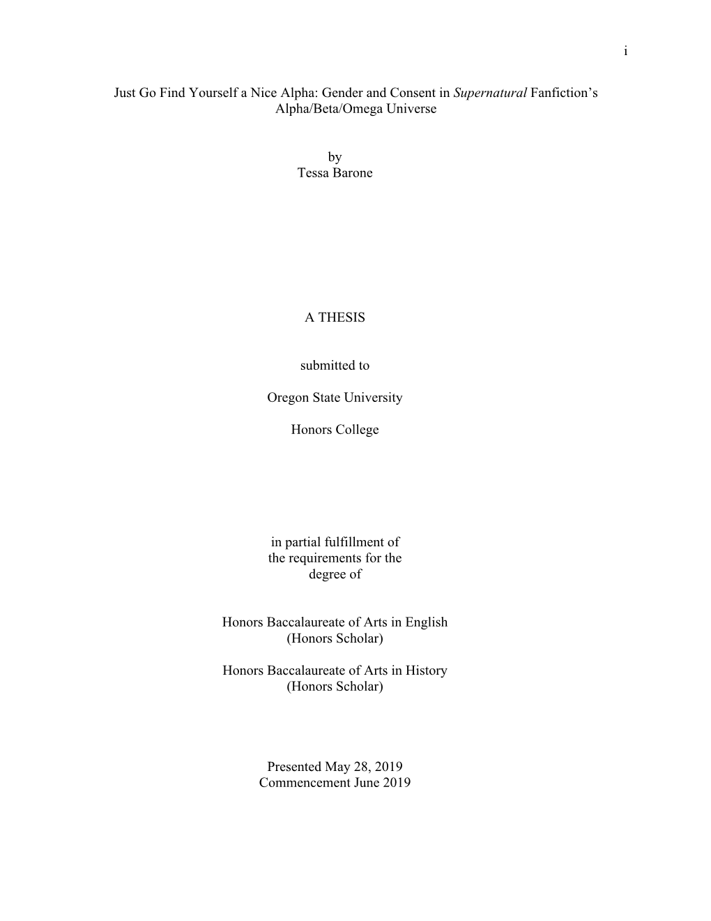 Gender and Consent in Supernatural Fanfiction's Alpha/Beta/Omega