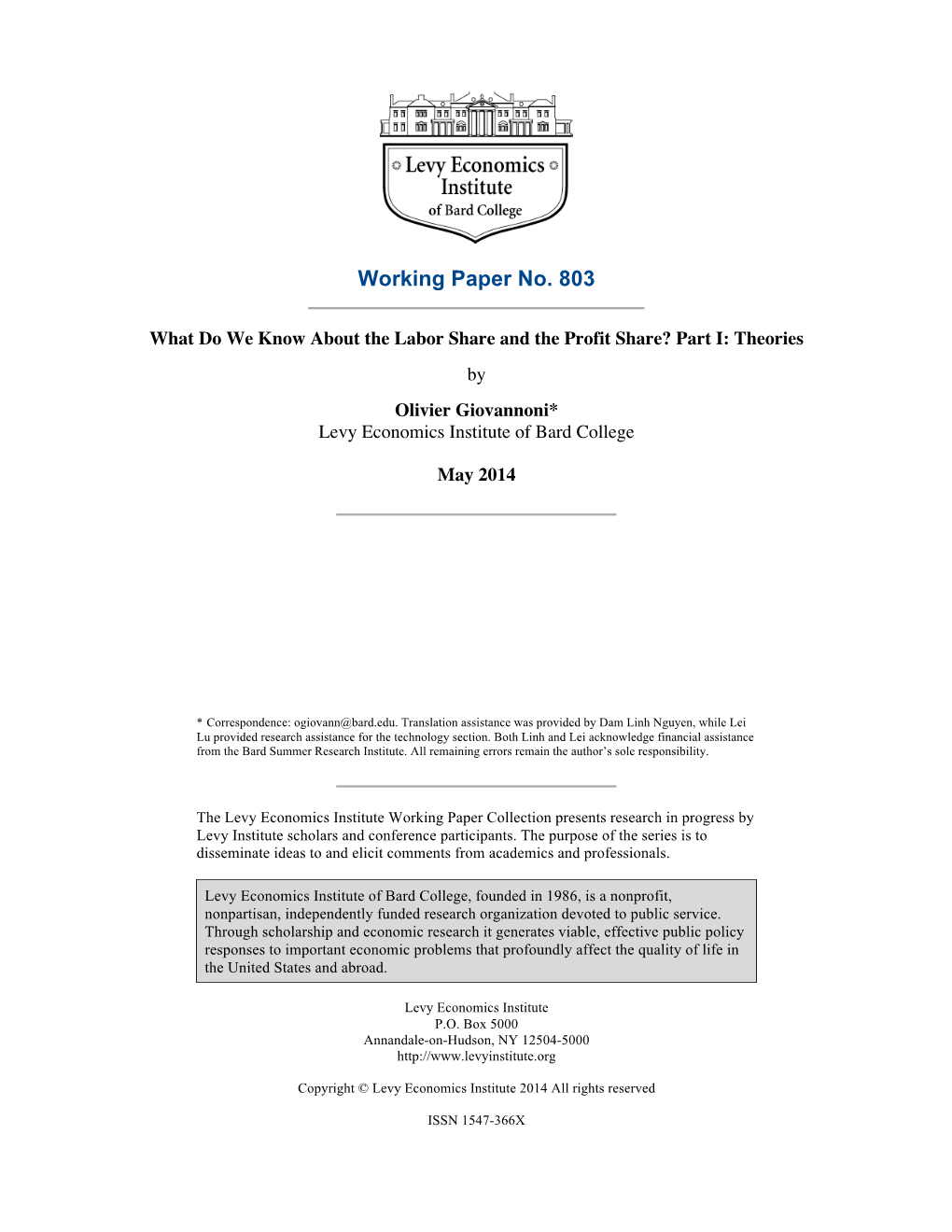 What Do We Know About the Labor Share and the Profit Share? Part I: Theories