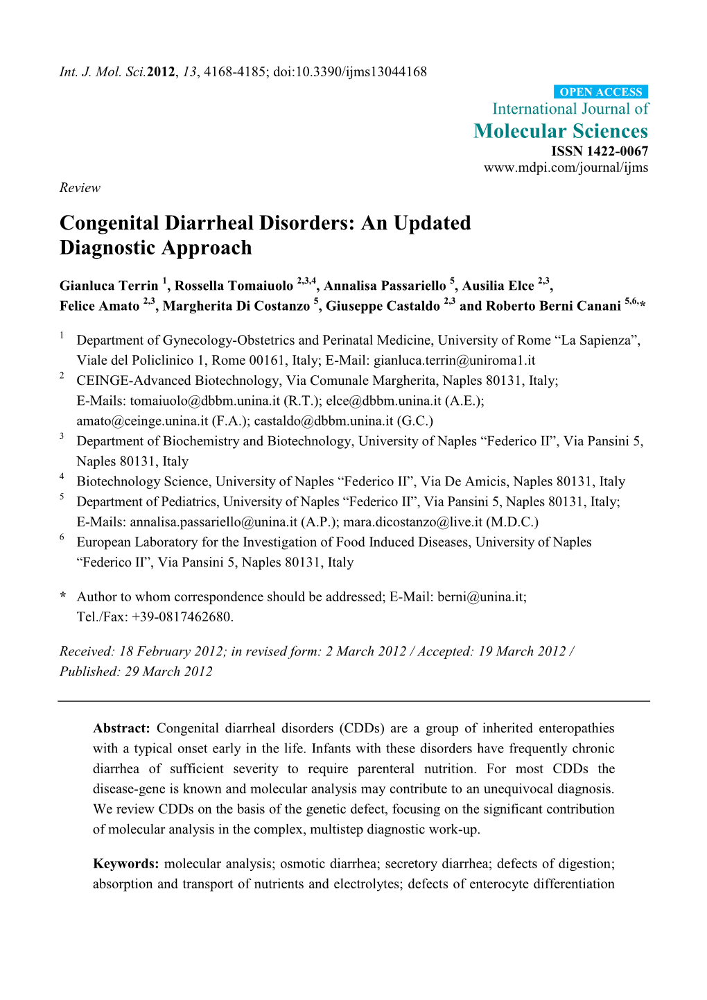 Congenital Diarrheal Disorders: an Updated Diagnostic Approach