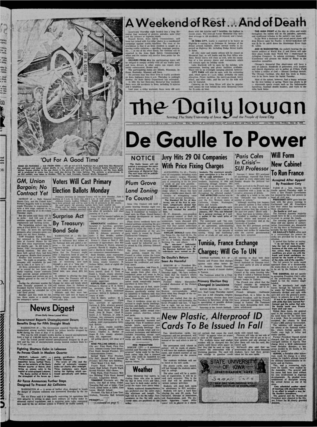 Daily Iowan (Iowa City, Iowa), 1958-05-30