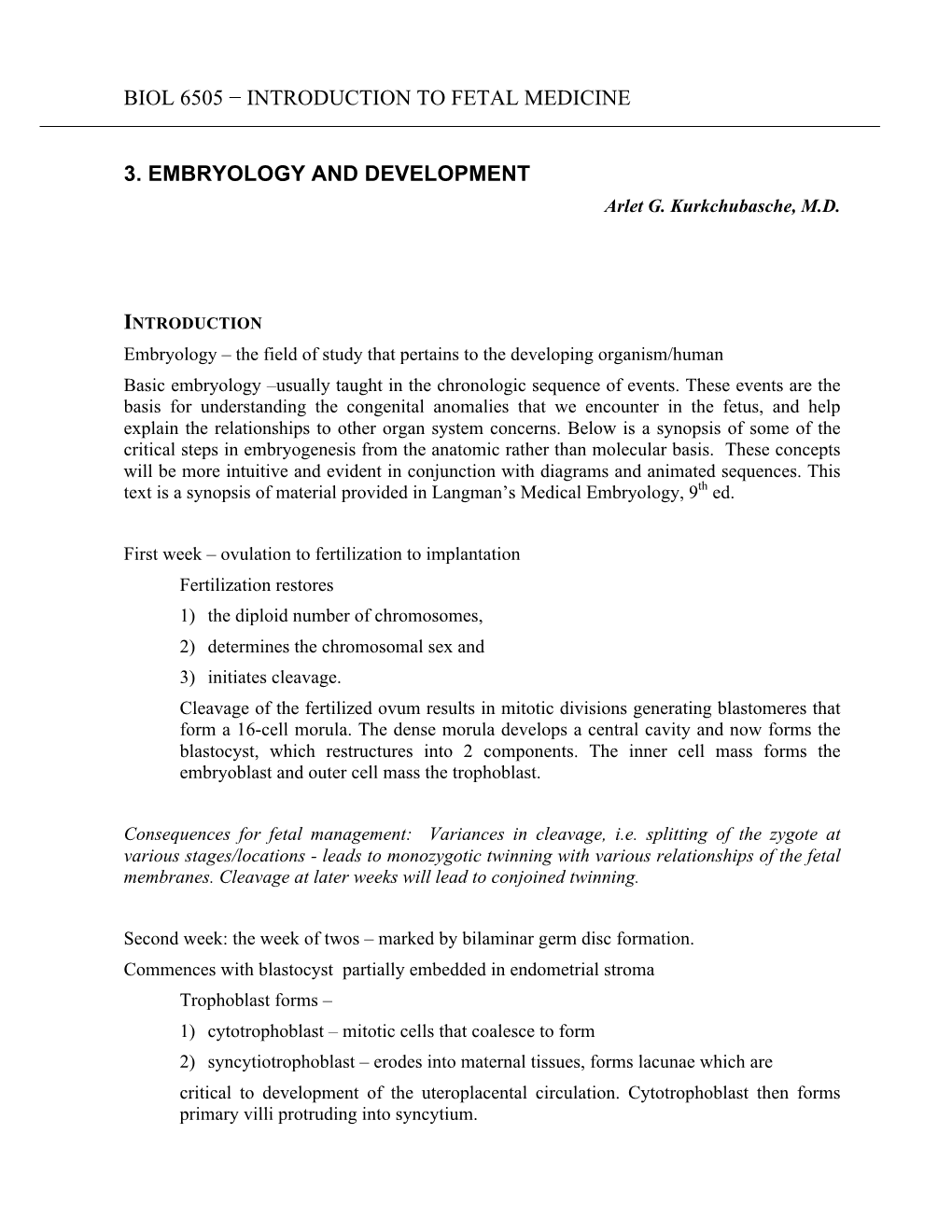 3 Embryology and Development