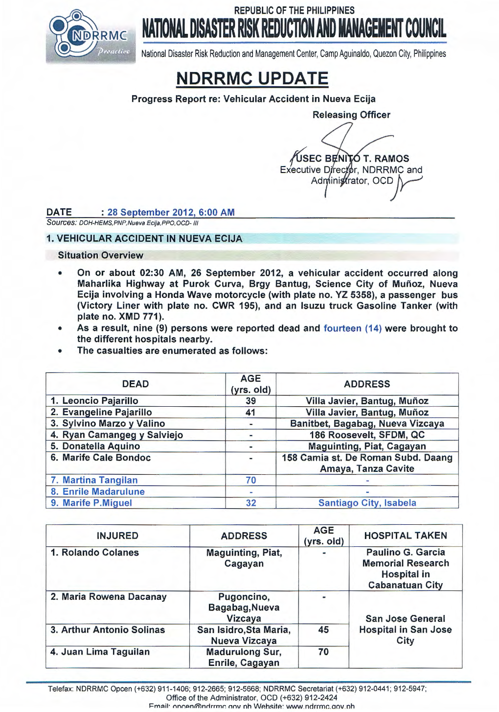 Naoonal Disaster Risk Reduction and Management Council