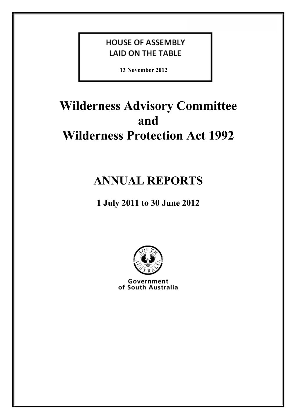 Wilderness Advisory Committee Annual Report 2011-12