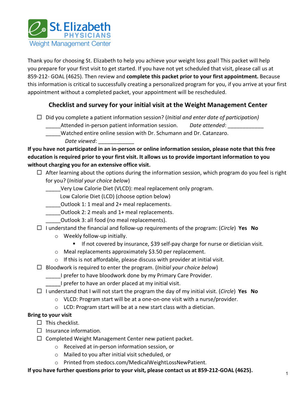 Medical Weight Loss New Patient Packet