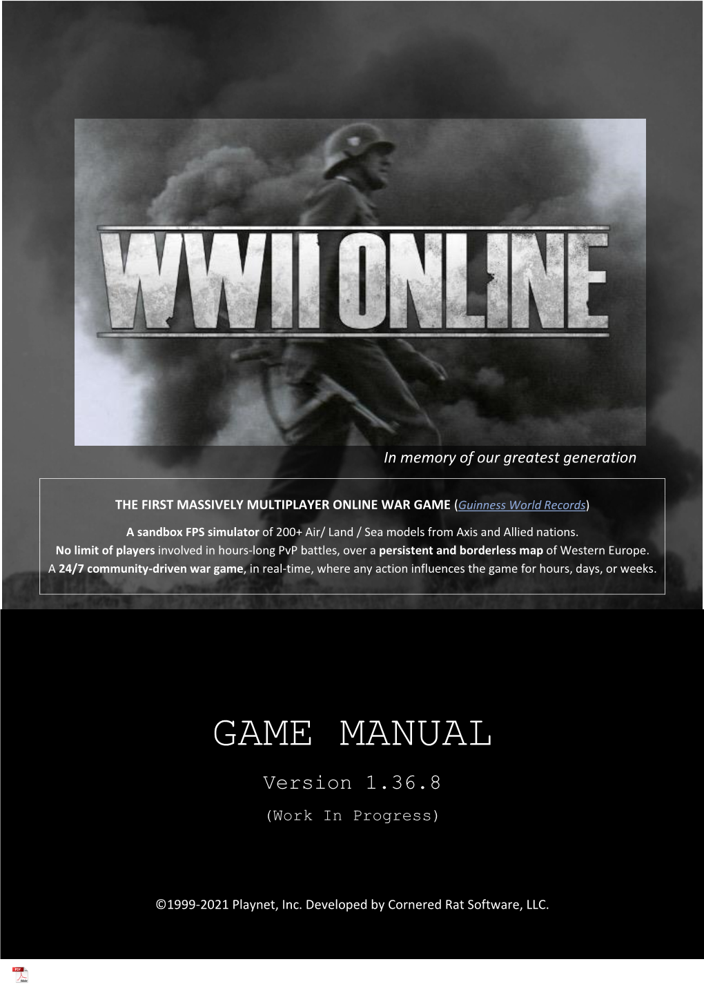 Cornered Rat Software Game WWII ONLINE User Manual