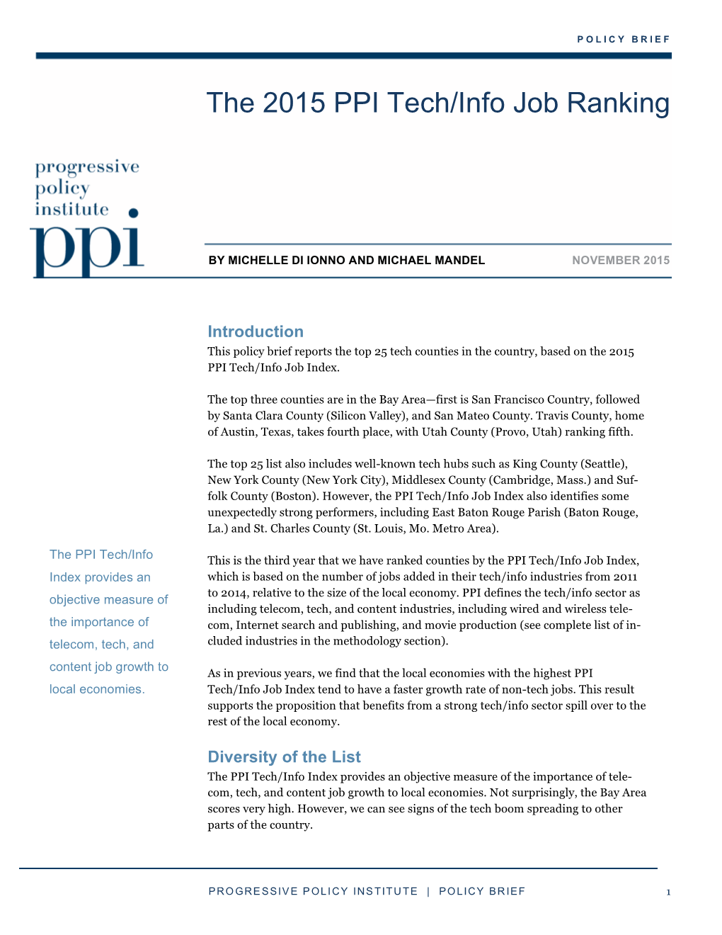 The 2015 PPI Tech/Info Job Ranking