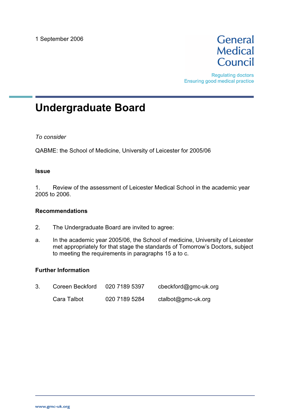 Undergraduate Board