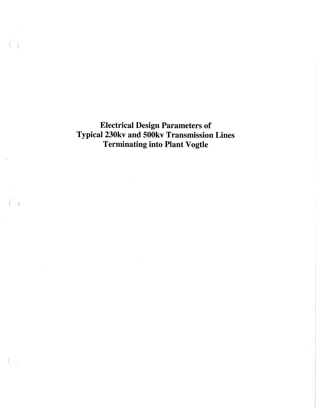 Electrical Design Parameters of Typical 230Kv and 500Kv