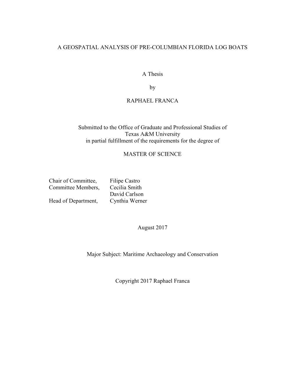 A Geospatial Analysis of Pre-Columbian Florida Log Boats