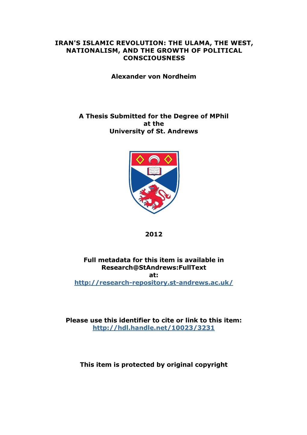 Alexander Von Nordheim Mphil Thesis