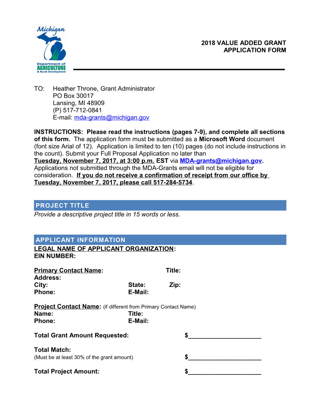 2018 Value Added Grant