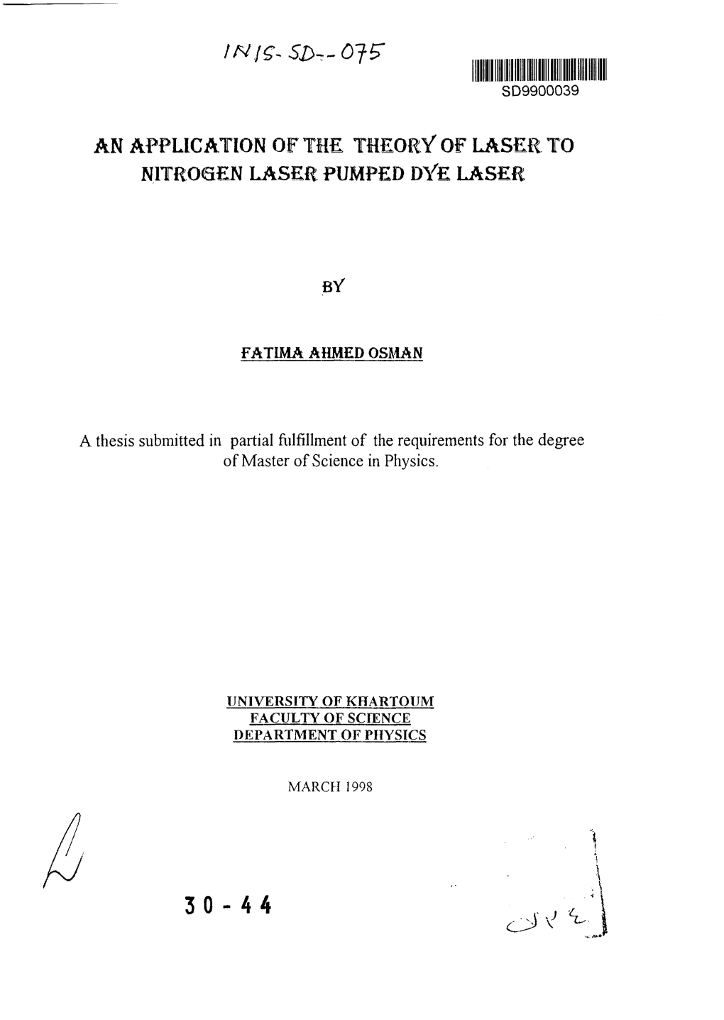 An Application of the Theory of Laser to Nitrogen Laser Pumped Dye Laser