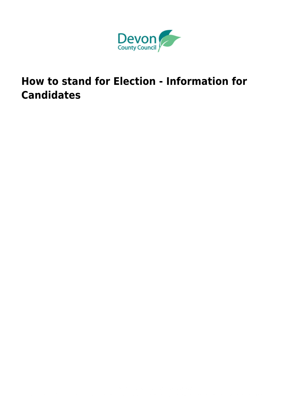 How to Stand for Election - Information for Candidates