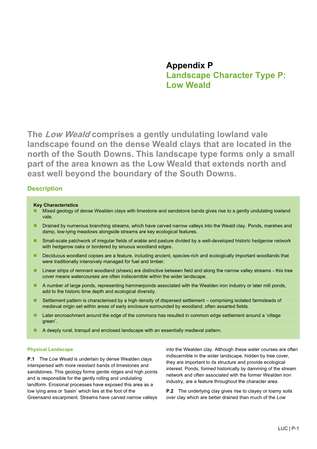 Appendix P Landscape Character Type P: Low Weald