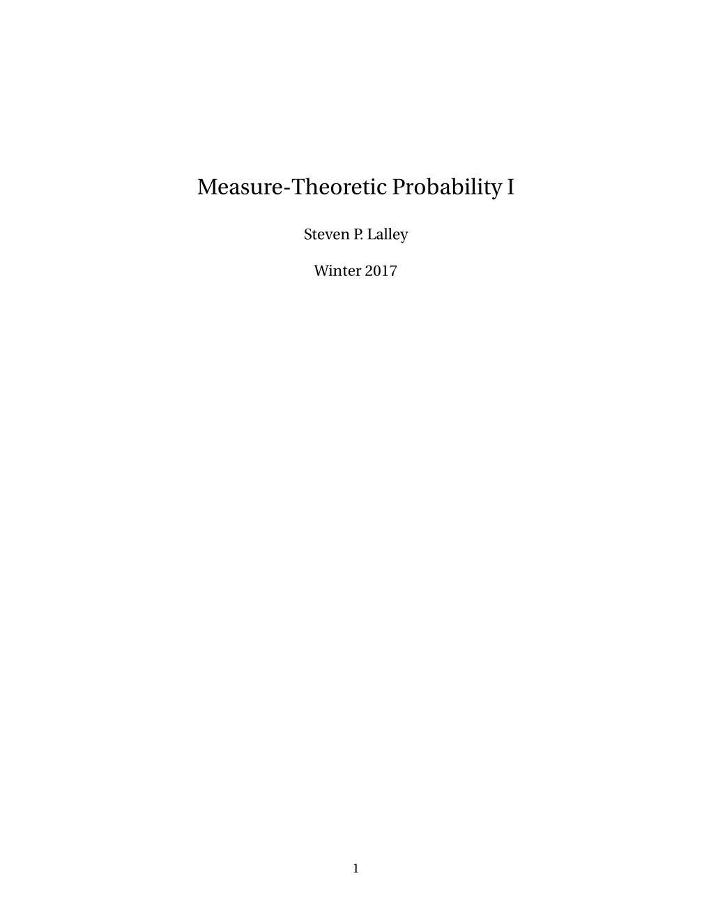 Measure-Theoretic Probability I