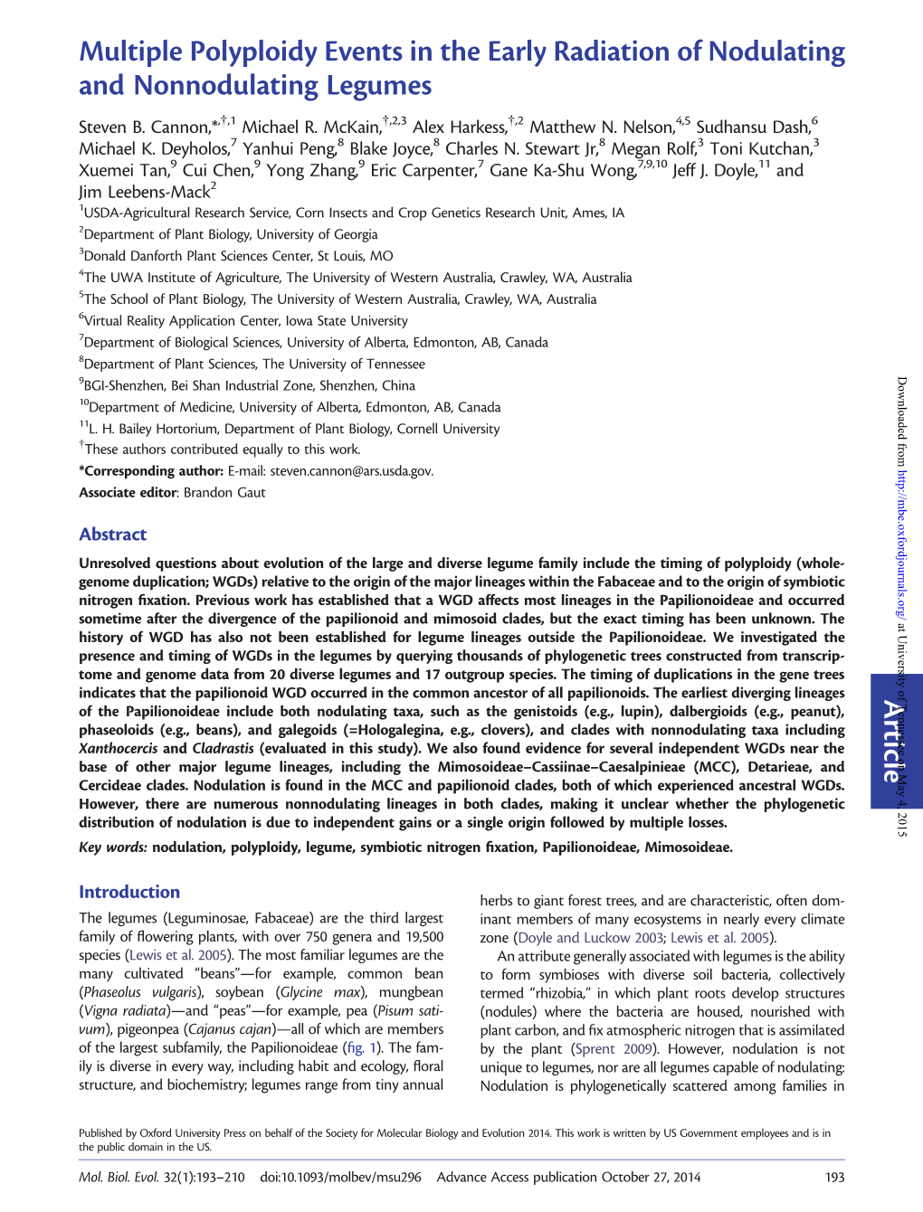 Multiple Polyploidy Events in the Early Radiation of Nodulating And