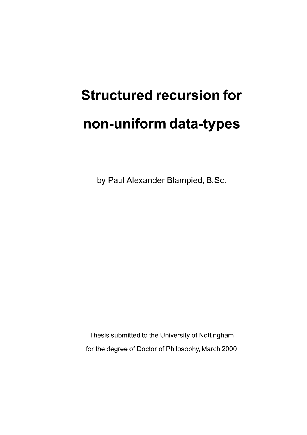 Structured Recursion for Non-Uniform Data-Types